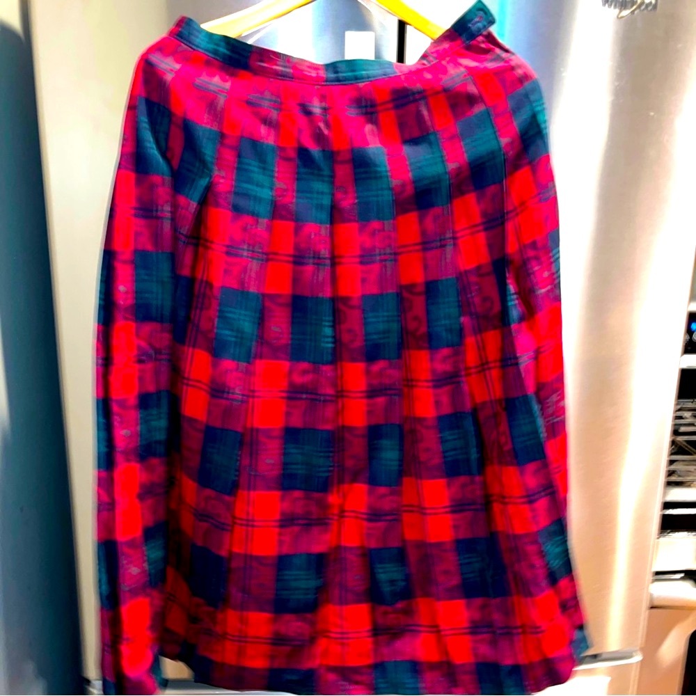 Pendleton Red Green PLAID LONG pleated wool SKIRT, women’s size 14, office work